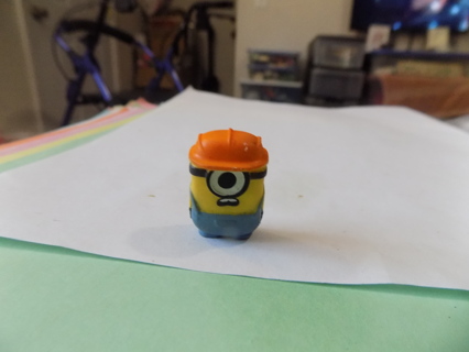 1 inch minion eraser in orange hard hat construction worker