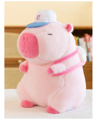 1pc 24cm/9.4in Sporty Baseball Cap Wearing Capybara Plush Toy