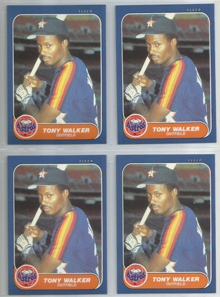 Lot of (4) 1986 Fleer Update Tony Walker #U-123 Astros