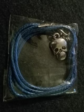 Skull Charm blue rope 18"-21" necklace Happy Halloween new