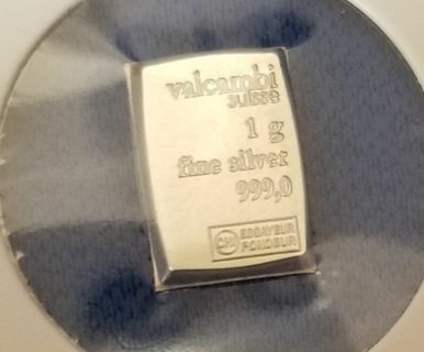 .999 gram pure fine ☆Silver☆ Valcambi Swiss Mint bullion