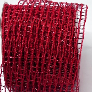 Red Metallic Mesh 2.5” Wide Ribbon