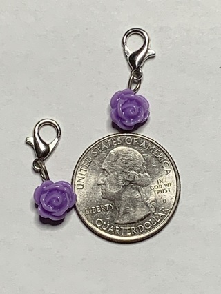 ✳SMALL ROSE DANGLE CHARMS~#2~LAVENDER~FREE SHIPPING✳