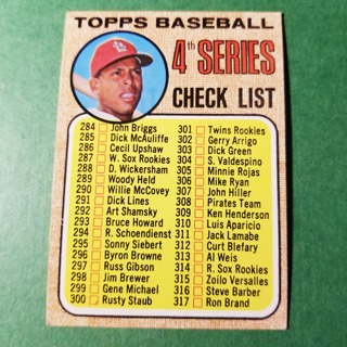 1968 - TOPPS BASEBALL CARD NO. 278 - 4TH SERIES CHECK LIST