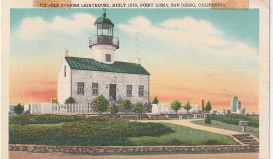 Vintage Used Postcard: (x): 1949 Old Spanish Lighthouse, Point Loma, San Diego, CA