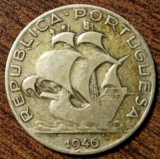 1946 Silver Portugal 2.5 Escudos Full bold date!