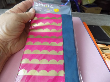 NIP Spartan tissue paper pack pink/gold scallop edges # 3