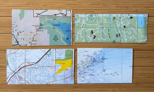 4 Envelopes recycled Map pages 