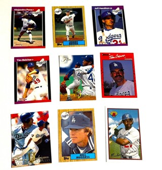 Dodgers-9 card lot -Martinez,Belcher,Rodriguez,Russell,Reuss