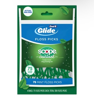 Oral-B Glide Floss Picks, Scope Outlast, 75 ct., 4 pk.