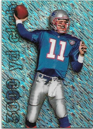 1995 TOPPS DREW BLEDSOE 3000 YARD CLUB BLUE FLASH REFRACTOR CARD