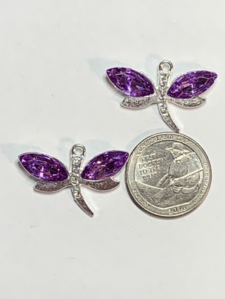 DRAGONFLY CHARMS~#2~PURPLE~SET OF 2 CHARMS~FREE SHIPPING!