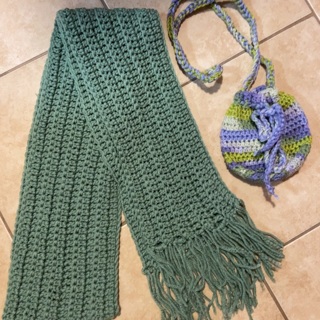 BN Crochet Scarf and Bag W/ Strap .