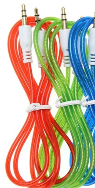 3-PACK RANDOM COLOR AUX AUDIO MALE-TO-MALE CABLE COLORFUL GLITTERY SPARKLE FREE SHIPPING