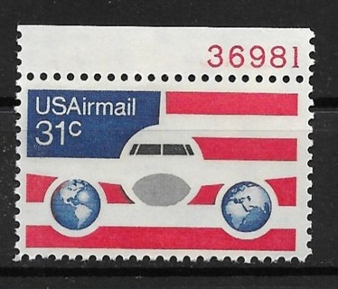 1976 ScC89 31¢ Plane & Globe Airmail MNH