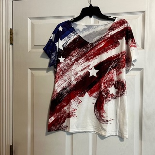 Women July 4th Independence Day US Flag Shirt Top - Size L