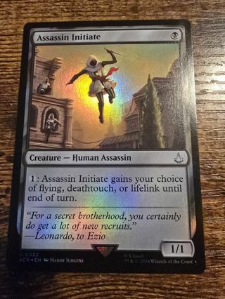 Magic the gathering mtg Assassin Initiate foil card Assassins Creed