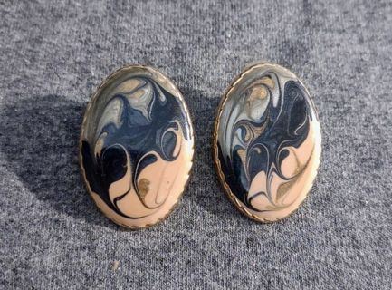 Vintage Swirled Enamel Earrings