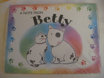 6 Personalized note cards, BETTY, 6 cards w matching envelopes. NIP