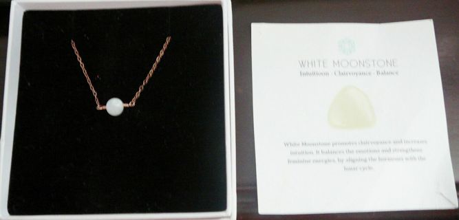Small Moonstone Pendant Necklace 7 inch with Information Card