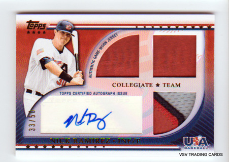 Nick Ramirez, 2010 Topps Team USA RELIC Card #USAR-NR, Team USA, New York Yankees, 33/50 (LB8)