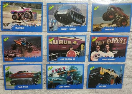 9 Classic Monster Truck Cards 1990!