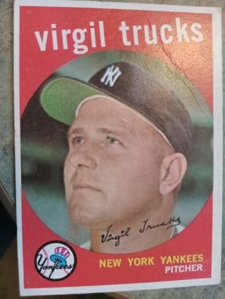 1959 T.C.G. VIRGIL TRUCKS NEW YORK YANKEES BASEBALL CARD# 417