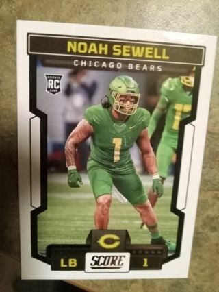 2023 SCORE ROOKIE NOAH SEWELL CHICAGO BEARS FOOTBALL CARD# 396