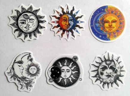 Six Sun/Moon Vinyl Stickers
