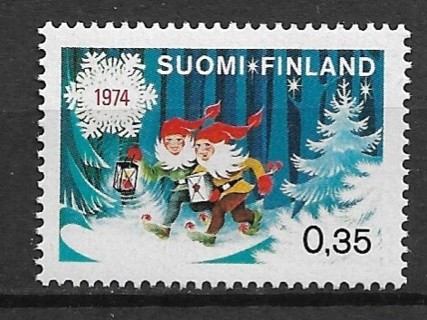 1974 Finland 552 Elves Distributing Gifts/Christmas MNH