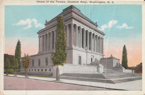 Vintage Unused Postcard: d: House of Temple, Scottish Rite, Washington DC