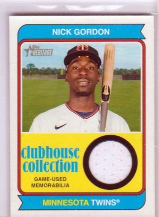 Nick Gordon, 2023 Topps Clubhouse Collection RELIC Card #CCR-N, Minnesota Twins, (L3)