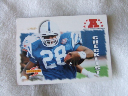 1995 Marshall Faulk Indianapolis Colts Score Checklist Card # 241 Hall of Famer