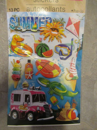 SCRAPBOOKING  SUMMER POP-UPs stickers -- 13 pieces new stickers