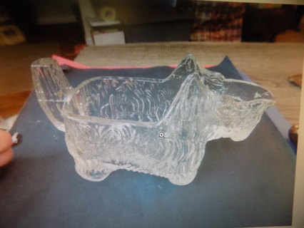 Vintage L.E. Smith glass Co Scotttish Terrier Dog salt cellar clear