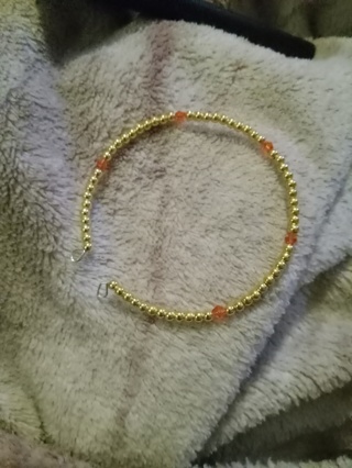 Orange & gold bead bracelet add your own charms
