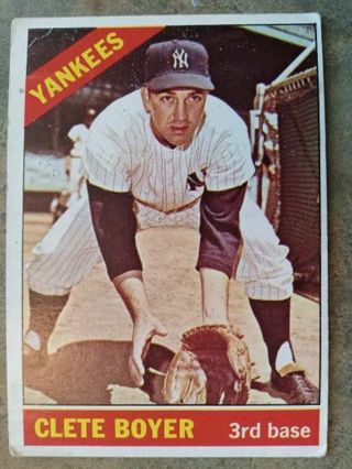 1966 TOPPS CLETE BOYER NEW YORK YANKEES BASEBALL CARD# 9