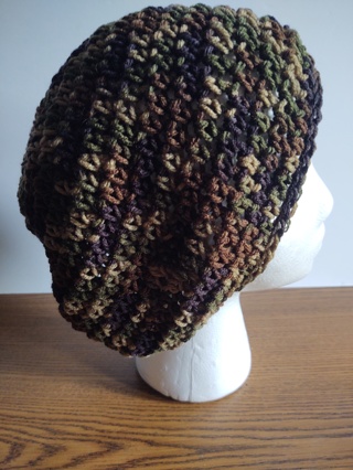 Hand Crocheted Camo Slouch Hat 