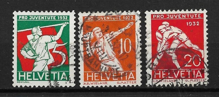 1932 Switzerland ScB61-3 Pro Juventute used set of 3