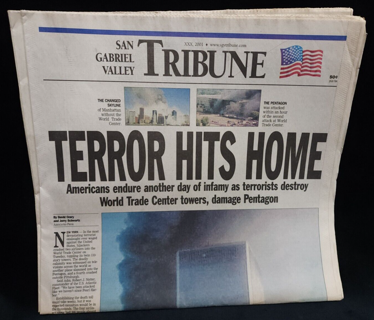 2001 9/11 San Gabriel Valley Tribune Terror Hits Home News Paper September 12