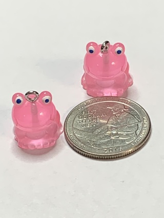 FROGS~#3~DARK PINK~SET OF 2 FROGS~CHARMS AND GLOW IN THE DARK~FREE SHIPPING!