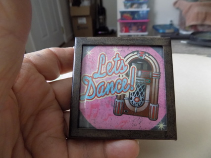 Lets Dance Jukebox magnet 2 1/2 square under glass