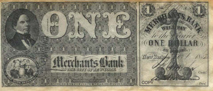 $1 Civil War Merchants Bank Note