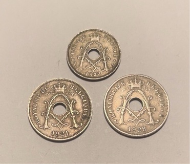 3 Different Antique Belgian Coins