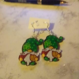 #2-Acrylic Saint Patrick's Day Gnome Earrings