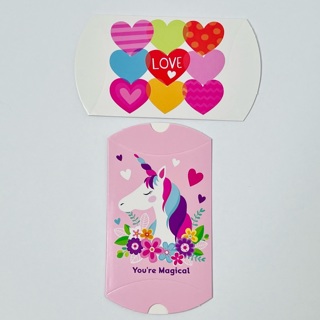 Hearts &  Unicorn Favor Gift Card Pillow Boxes 