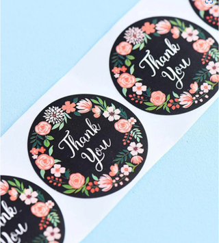 100 Floral Thank You Stickers