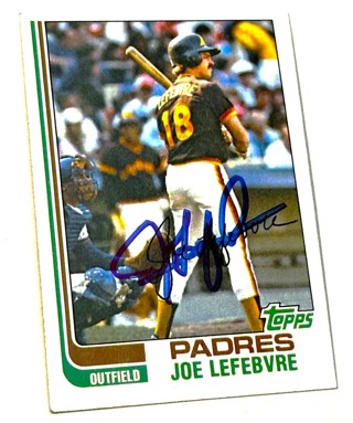 Autographed 1982 Topps Joe LEFEBVRE #434 San Diego PADRES