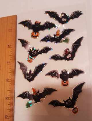 9 - 3D Halloween Flying Bats stickers