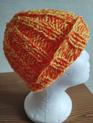 Hand Knit Yellow and Orange Hat